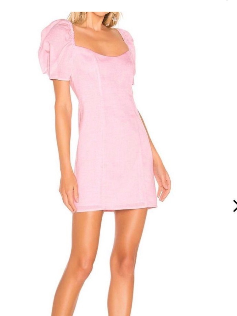 Pink mini dress with puff sleeve